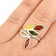 Ring with amber leaves colored Ag 925/1000