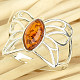 Prsten s jantarem medový motýl Ag 925/1000