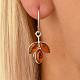 Silver earrings with amber in the shape of a leaf Ag 925/1000