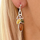 Silver earrings with amber three-color leaf Ag 925/1000