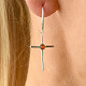 Silver earrings with amber cross Ag 925/1000