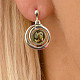Round silver earrings with green amber Ag 925/1000
