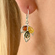 Earrings with ambers of three colors, silver leaves Ag 925/1000