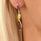 Two-tone dangling amber earrings Ag 925/1000