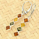 Earrings amber colored squares Ag 925/1000