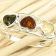 Prsten s jantarem srdíčka barevná Ag 925/1000