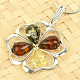 Amber pendant four-leaf clover colored Ag 925/1000