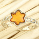 Ring with honey star amber Ag 925/1000