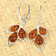 Earrings silver amber leaves Ag 925/1000