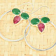 Silver earrings ruby circles + green quartz Ag 925/1000 8.1g