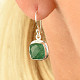 Green quartz earrings square facet Ag 925/1000 4.9g