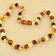 Amber necklace of shiny drums 34cm (children's size)