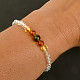 Moldavite + crystal + amber ball bracelet