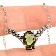 Moldavite + garnets necklace oval 10 x 8mm standard cut Ag 925/1000 +Rh (48cm)