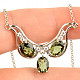 Moldavite + zircons oval necklace 8 x 6mm standard cut Ag 925/1000 +Rh (50cm)