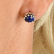 Lapis lazuli round earrings with decorated bezel Ag 925/1000 + Rh