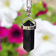 Black tourmaline pendant larger tip Ag 925/1000 + Rh