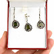Silver jewelry with moldavites and garnets gift set (drop) Ag 925/1000 + Rh