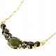 Moldavite and garnets necklace 44.5cm gold Au 585/1000 14K 3.49g