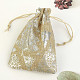 Natural Christmas gift bag with silver print 14 x 10 cm