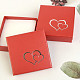 Red gift box with silver hearts 8 x 8 cm