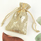 Natural Christmas gift bag with golden print 10 x 7 cm
