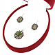Gift set of jewelry with moldavite and garnets oval Ag 925/1000