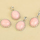 Pink opal oval pendant with rim Ag 925/1000 + Rh