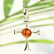 Cross pendant with amber center Ag 925/1000