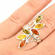 Amber silver leaf ring Ag 925/1000 size 54 4.0g