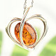 Silver heart pendant decorated with amber Ag 925/1000