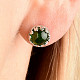 Chromium diopside round earrings with rim Ag 925/1000 + Rh