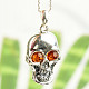 Silver skull pendant with amber Ag 925/1000