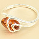 Women's silver ring honey amber Ag 925/1000