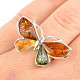 Silver ring amber colored butterfly Ag 925/1000 size UNI