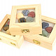 Heart of stones set in a wooden box