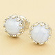Chalcedony round earrings with rim Ag 925/1000 + Rh