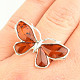 Silver ring amber butterfly Ag 925/1000 size UNI (4.5g)