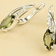 Moldavite and zircons elegant earrings Ag 925/1000