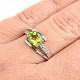 Olivine ring with zircons 8x6mm cut Ag 925/1000
