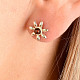 Amber silver earrings flower Ag 925/1000 1.4g