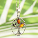 Amber pendant oval tree of life Ag 925/1000