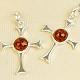 Cross pendant with amber center Ag 925/1000