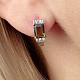 Earrings with moldavite and zircons rectangle Ag 925/1000 + Rh