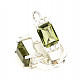 Earrings with moldavite and zircons rectangle Ag 925/1000 + Rh
