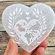 White selenite heart with an engraved motif approx. 10 cm