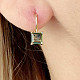 Moldavite earrings square 5 x 5mm gold Au 585/1000 14K 2.06g