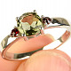Stříbrný prsten vltavín 6mm a granáty Ag 925/1000 + Rh