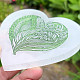 White selenite heart with plant motif approx. 10 cm