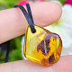 Pendant with amber on leather 2.4g
